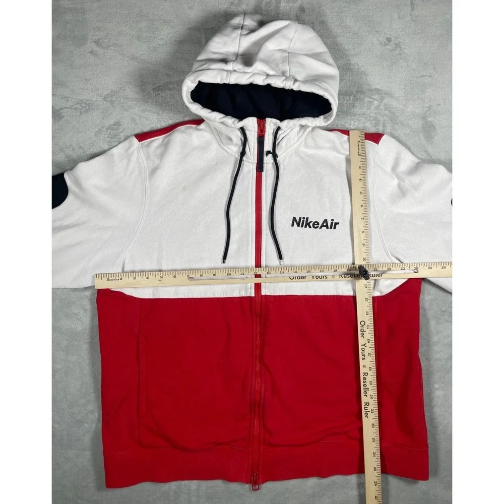 Nike Air Hoodie Men XL Red White Colorblock Full Zip Swoosh Vintage Style